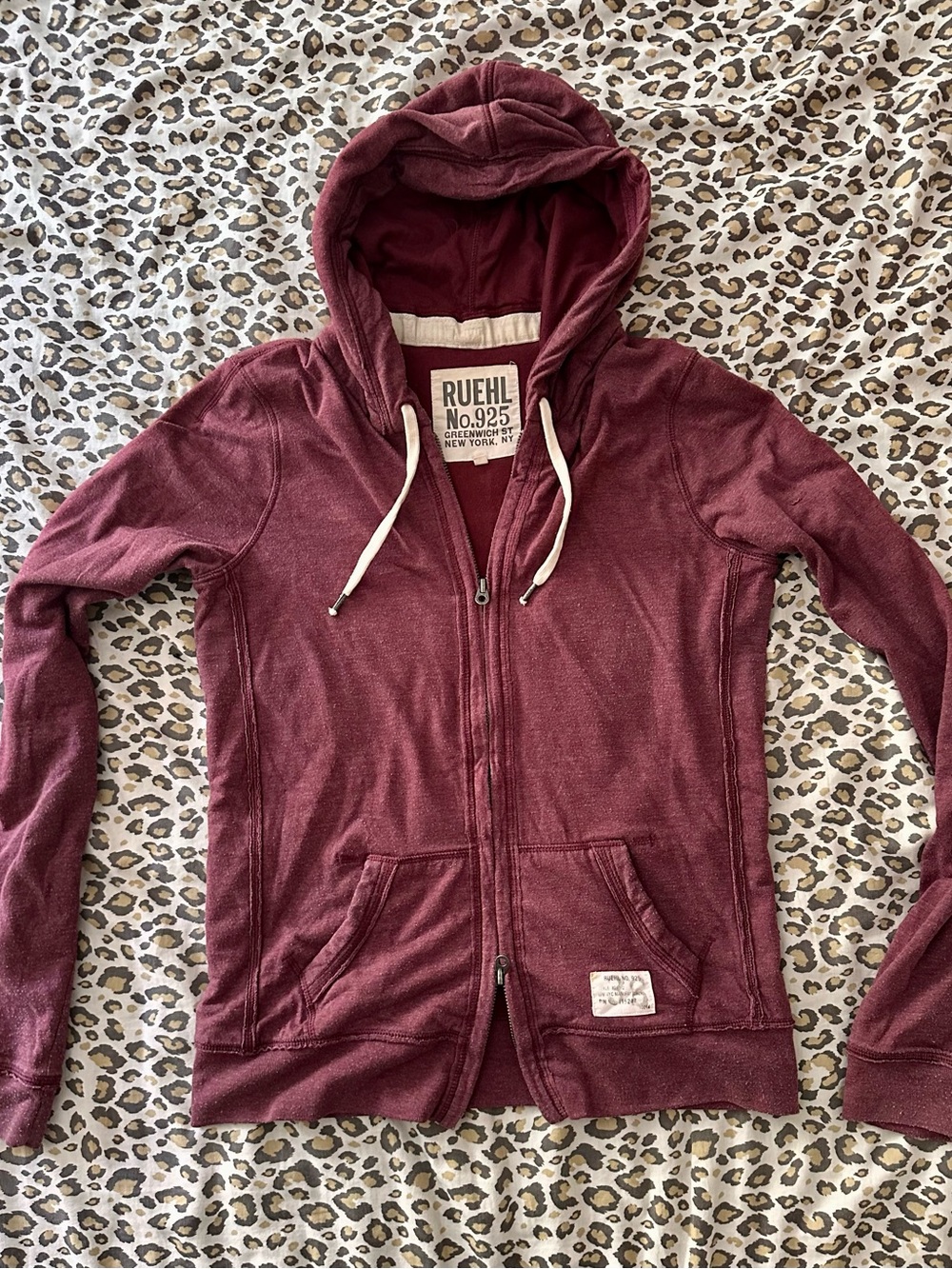 RUEHL No.925 maroon double zip hoodie, y2k size L